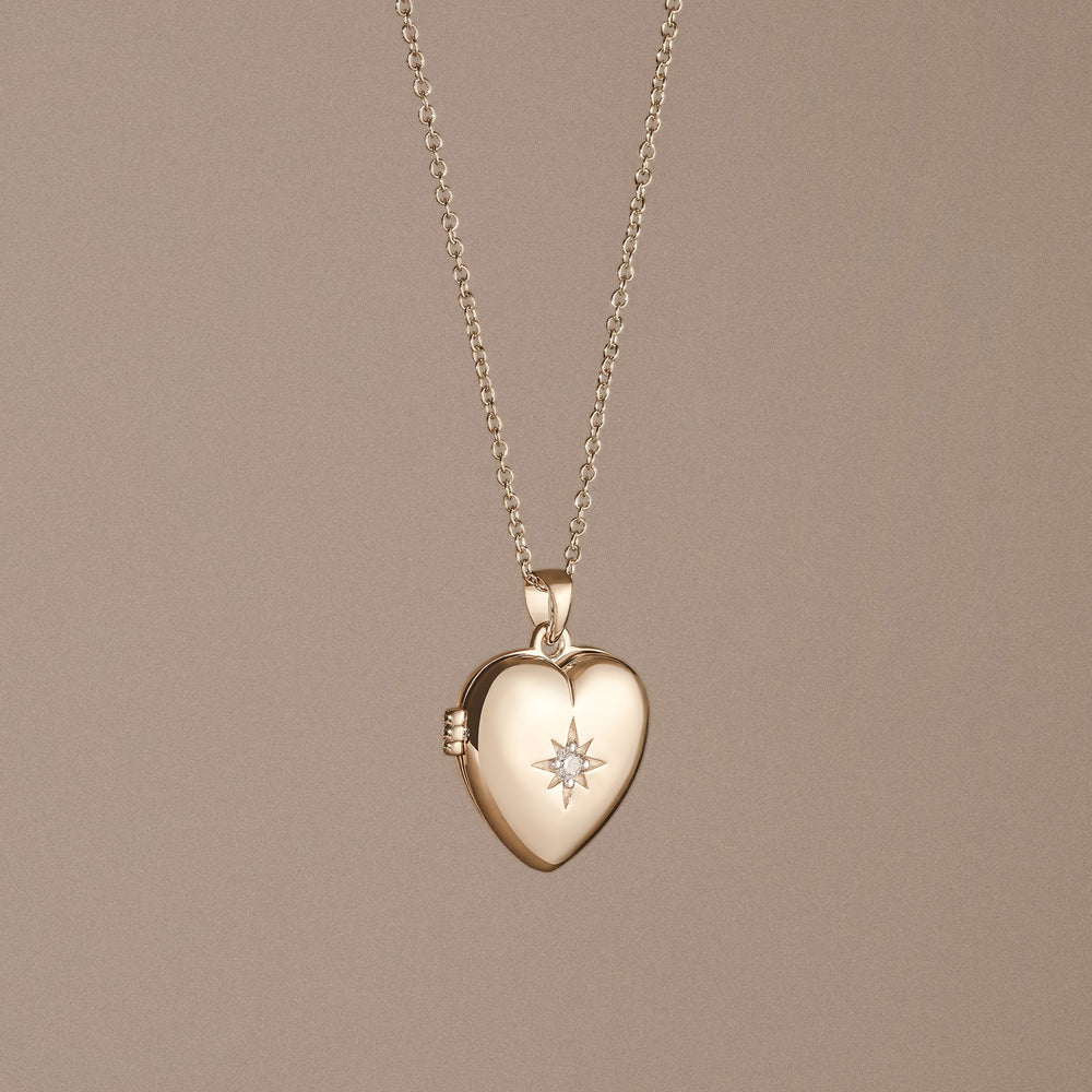 Keepsake 0.06ct Lab Diamond Round Heart Pendant Necklace in 18K Gold Vermeil