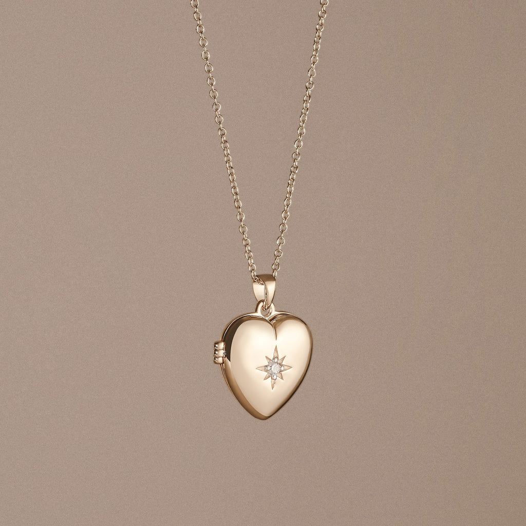 Keepsake 0.06ct Lab Diamond Round Heart Pendant Necklace in 18K Gold Vermeil