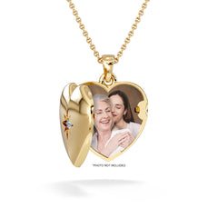 Keepsake 0.06ct Lab Diamond Round Heart Pendant Necklace in 18K Gold Vermeil