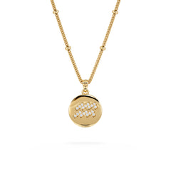 Astrology Aquarius 0.07ct Lab Grown Diamond Medallion Pendant Necklace in 18K Gold Vermeil