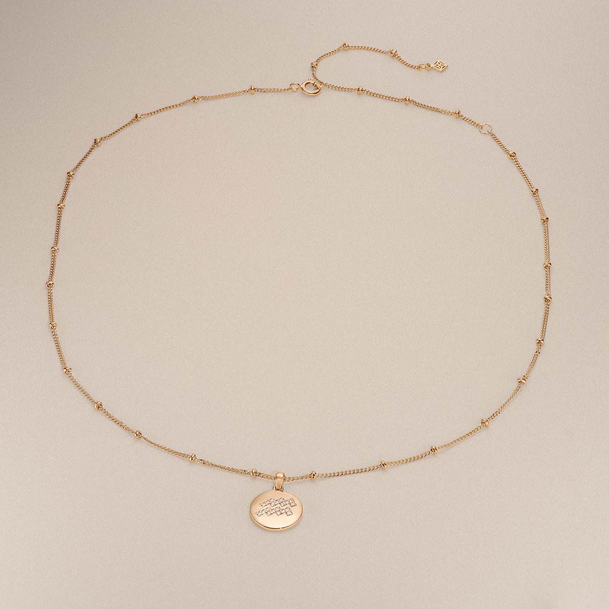 Astrology Aquarius 0.07ct Lab Grown Diamond Medallion Pendant Necklace in 18K Gold Vermeil