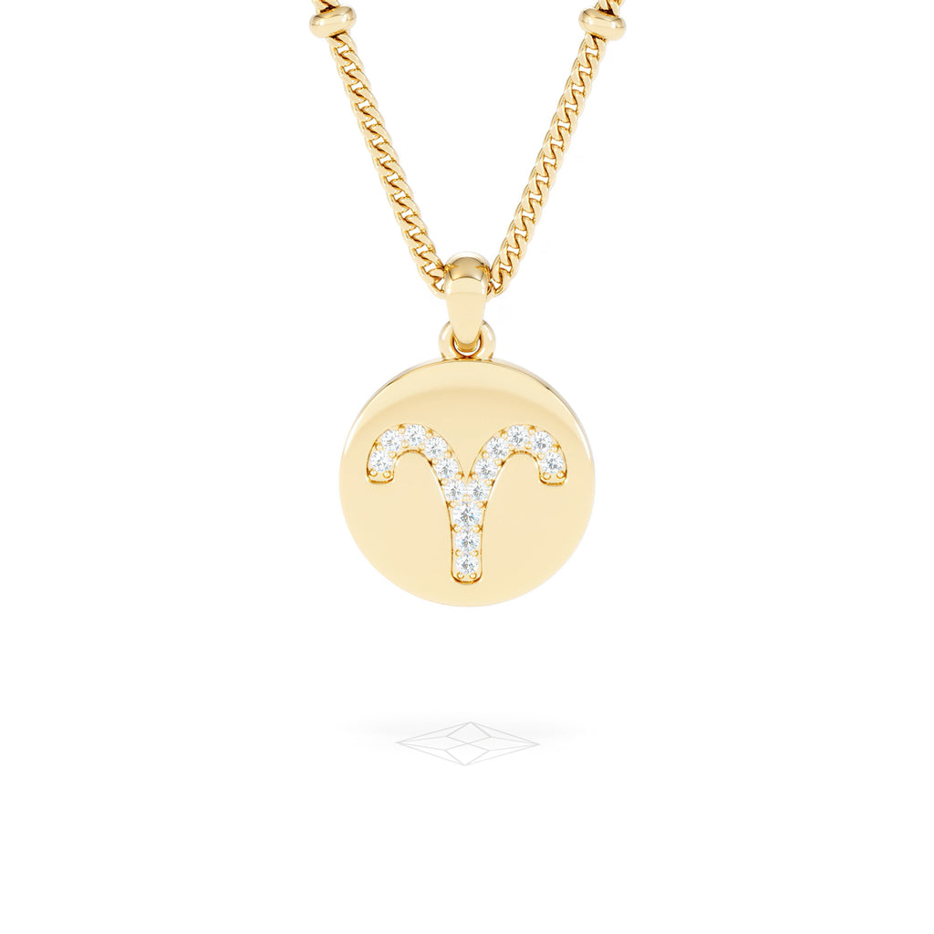 Astrology Aries 0.07ct Lab Grown Diamond Medallion Pendant Necklace in 18K Gold Vermeil