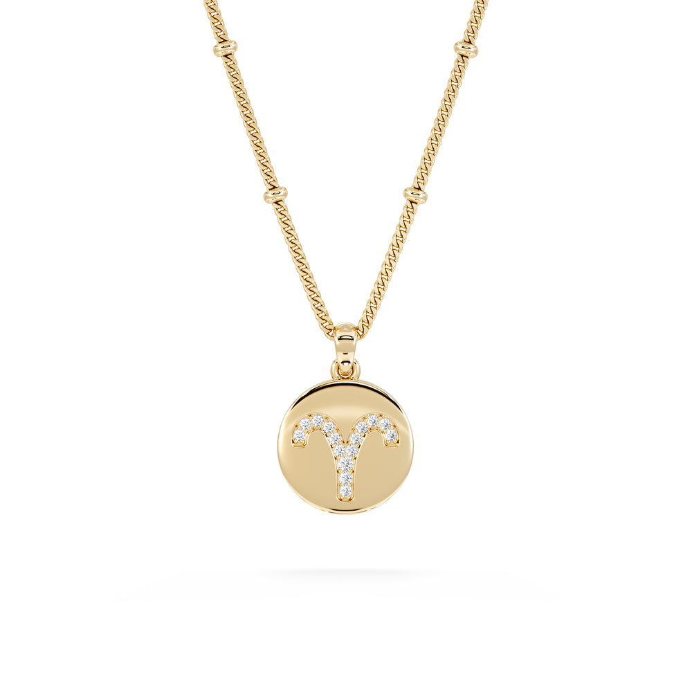 Astrology Aries 0.07ct Lab Grown Diamond Medallion Pendant Necklace in 18K Gold Vermeil