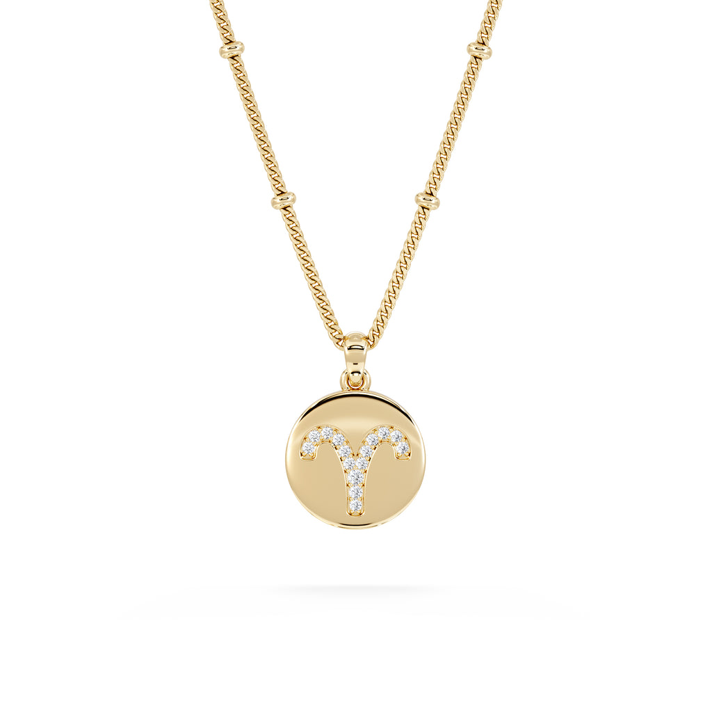 Astrology Aries 0.07ct Lab Grown Diamond Medallion Pendant Necklace in 18K Gold Vermeil