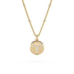 Astrology Aries 0.07ct Lab Grown Diamond Medallion Pendant Necklace in 18K Gold Vermeil
