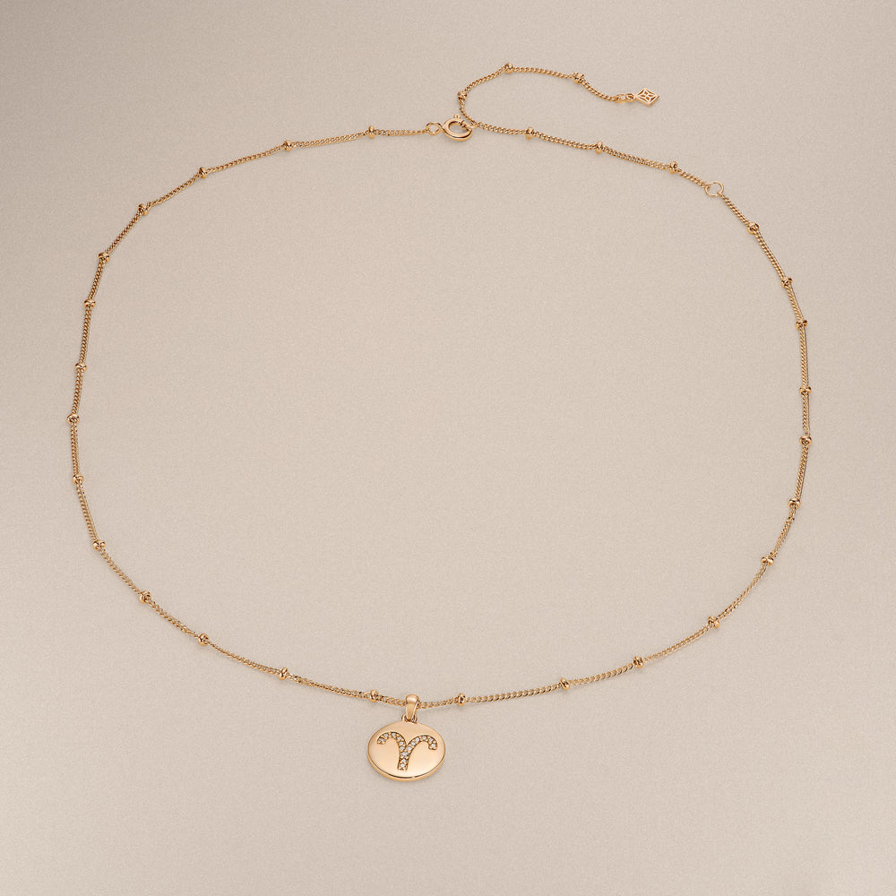 Astrology Aries 0.07ct Lab Grown Diamond Medallion Pendant Necklace in 18K Gold Vermeil