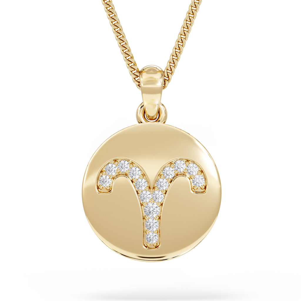 Astrology Aries 0.07ct Lab Grown Diamond Medallion Pendant Necklace in 18K Gold Vermeil