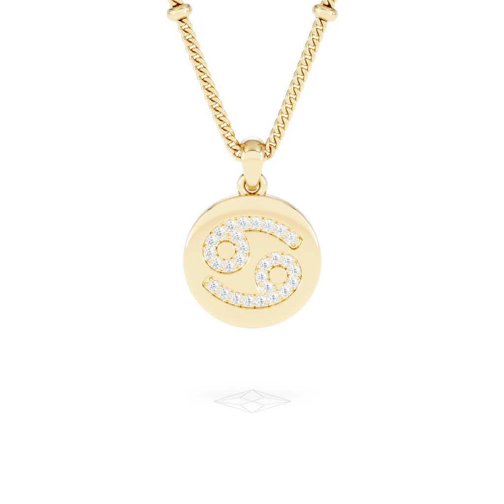 Astrology Cancer 0.07ct Lab Grown Diamond Medallion Pendant Necklace in 18K Gold Vermeil