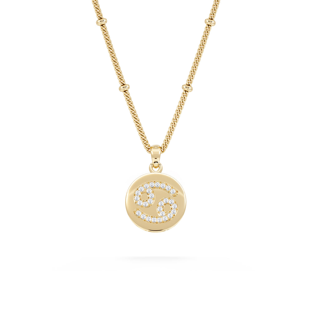 Astrology Cancer 0.07ct Lab Grown Diamond Medallion Pendant Necklace in 18K Gold Vermeil