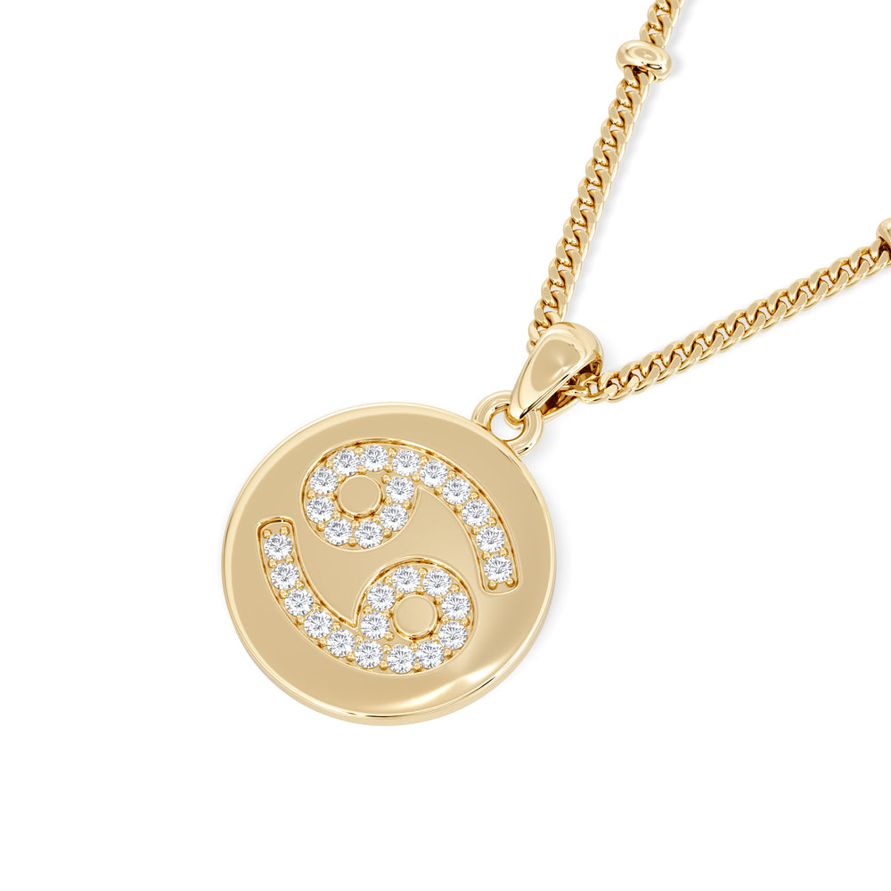 Astrology Cancer 0.07ct Lab Grown Diamond Medallion Pendant Necklace in 18K Gold Vermeil