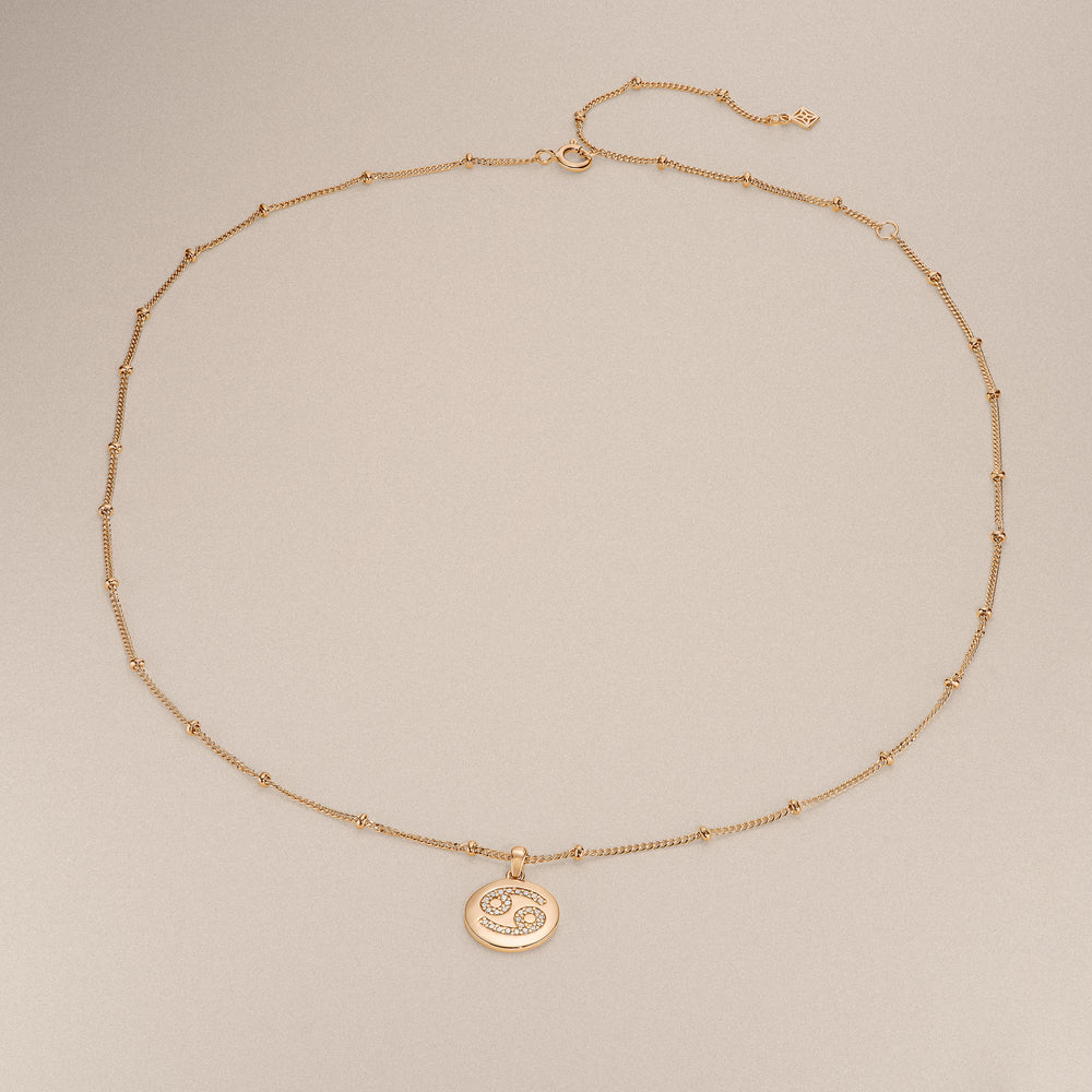 Astrology Cancer 0.07ct Lab Grown Diamond Medallion Pendant Necklace in 18K Gold Vermeil