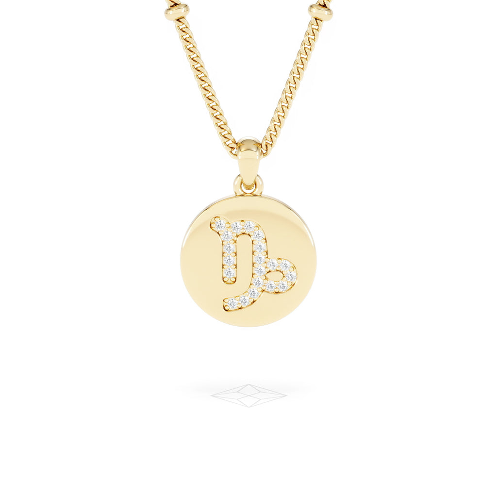 Astrology Capricorn 0.07ct Lab Grown Diamond Medallion Pendant Necklace in 18K Gold Vermeil