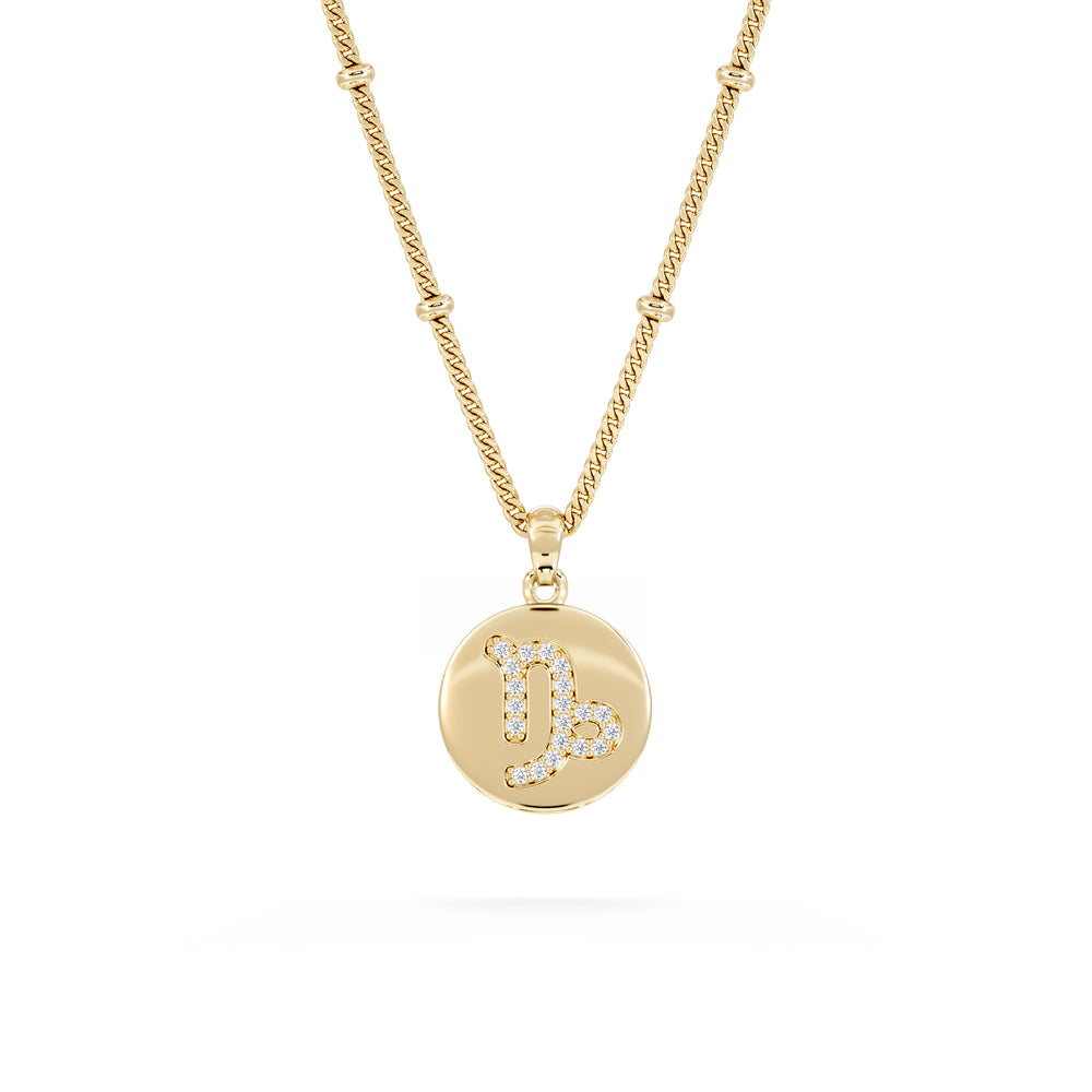 Astrology Capricorn 0.07ct Lab Grown Diamond Medallion Pendant Necklace in 18K Gold Vermeil