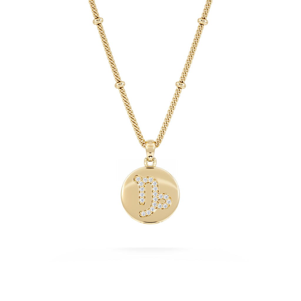 Astrology Capricorn 0.07ct Lab Grown Diamond Medallion Pendant Necklace in 18K Gold Vermeil