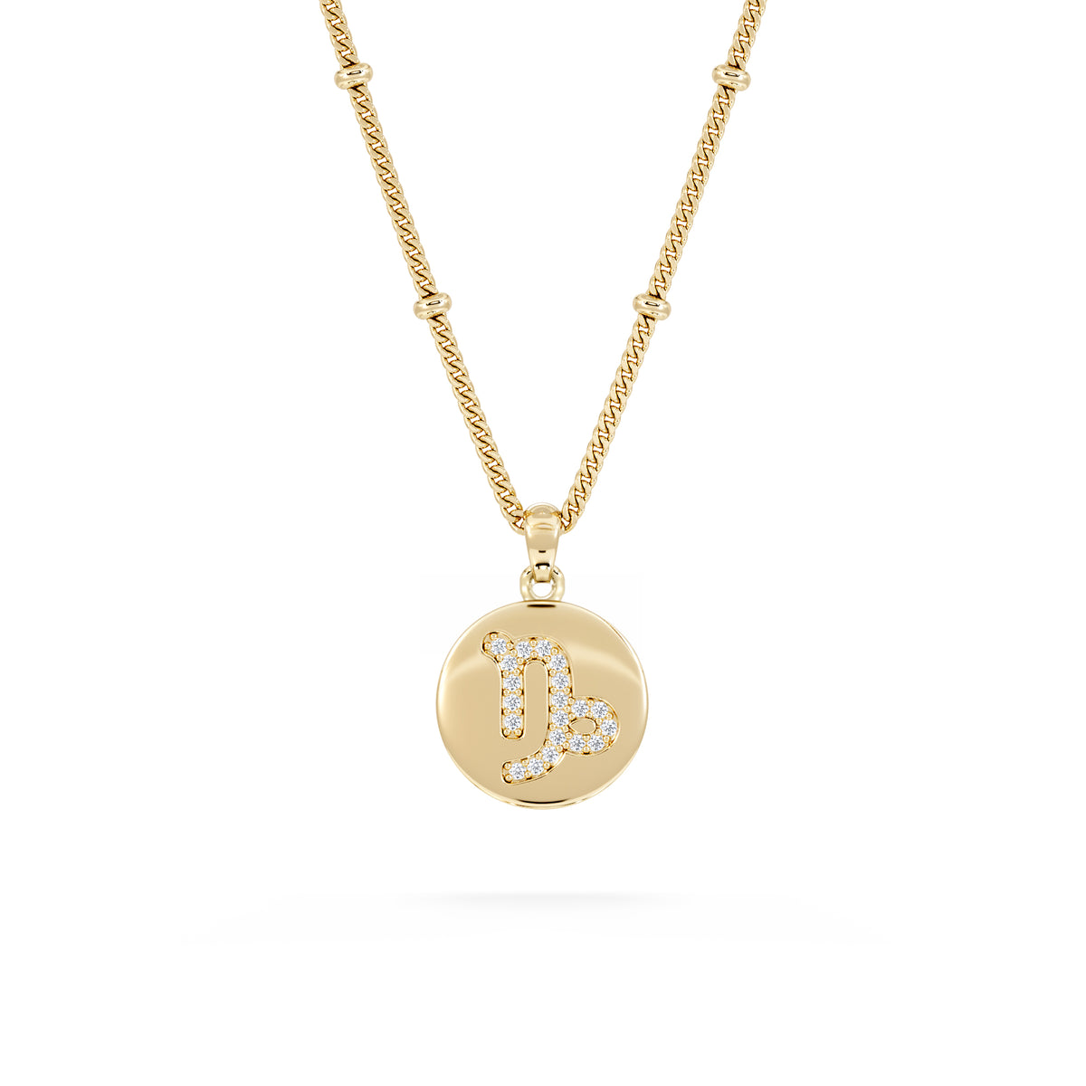 Astrology Capricorn 0.07ct Lab Grown Diamond Medallion Pendant Necklace in 18K Gold Vermeil