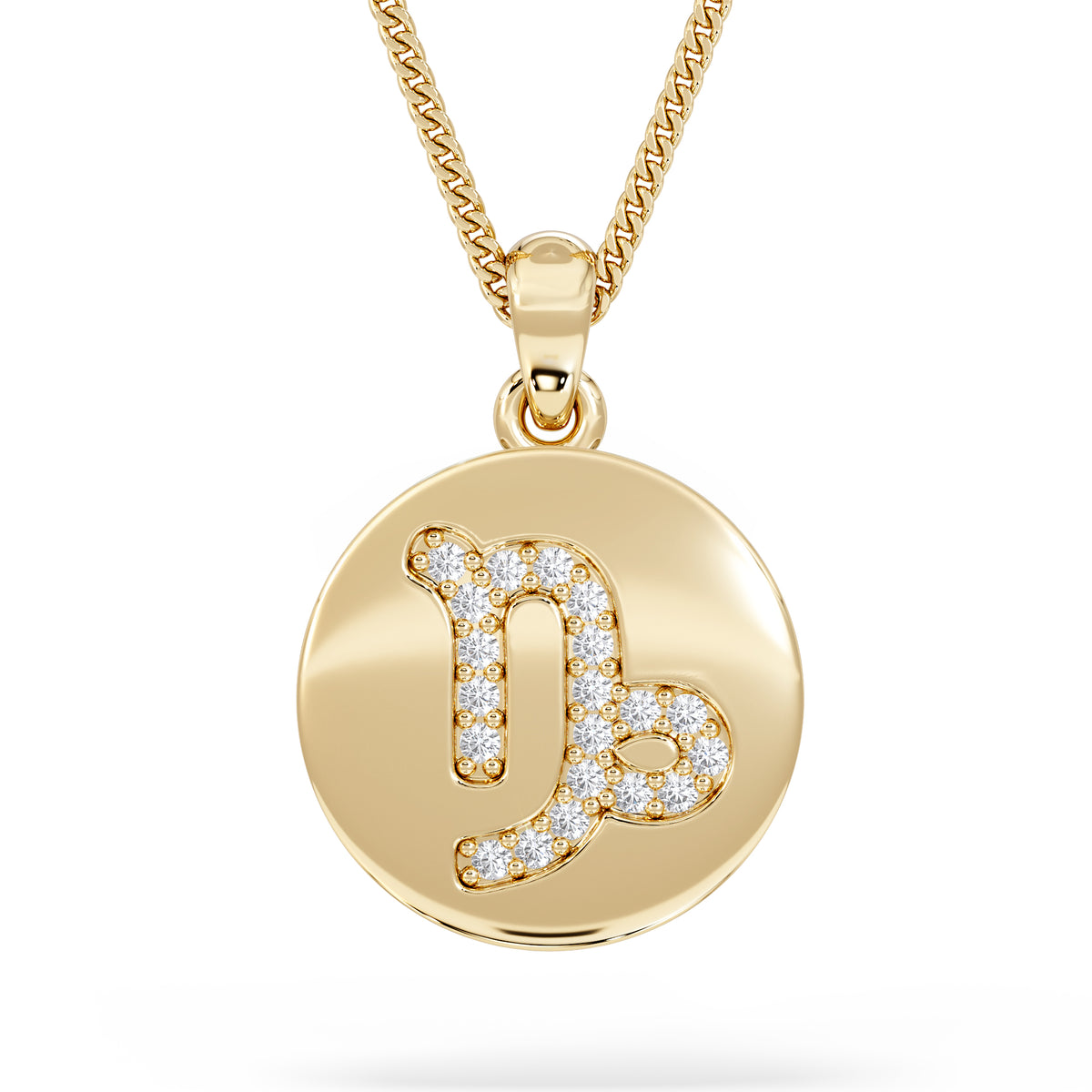 Astrology Capricorn 0.07ct Lab Grown Diamond Medallion Pendant Necklace in 18K Gold Vermeil