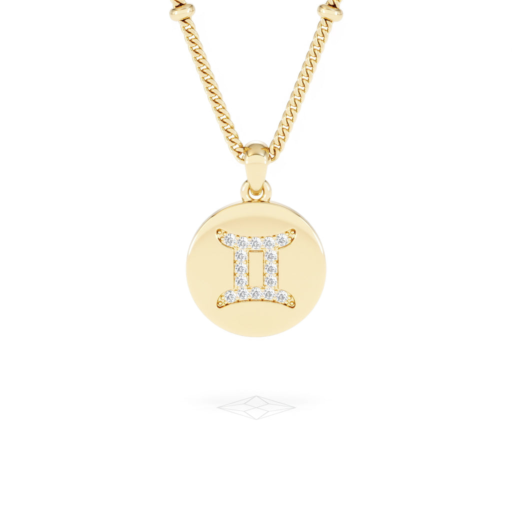 Astrology Gemini 0.07ct Lab Grown Diamond Medallion Pendant Necklace in 18K Gold Vermeil