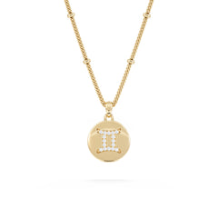 Astrology Gemini 0.07ct Lab Grown Diamond Medallion Pendant Necklace in 18K Gold Vermeil