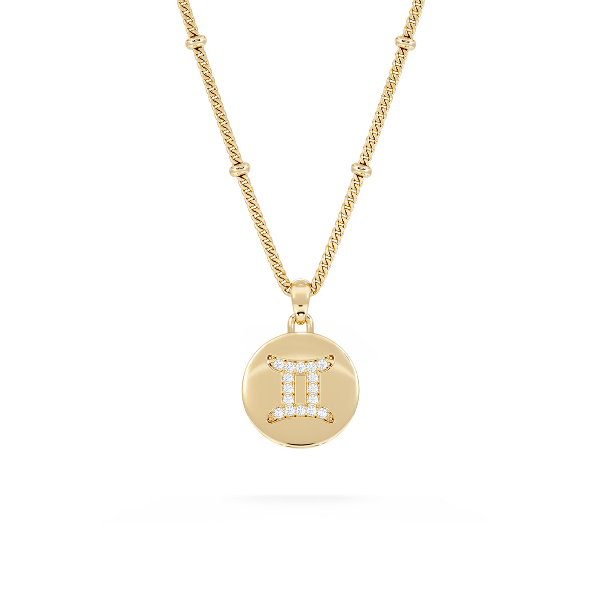Astrology Gemini 0.07ct Lab Grown Diamond Medallion Pendant Necklace in 18K Gold Vermeil