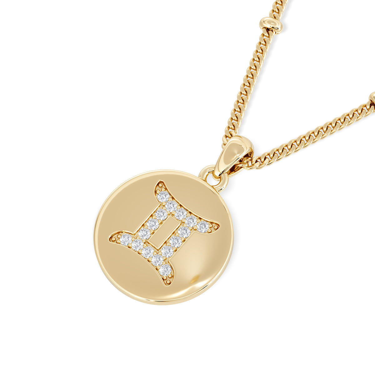 Astrology Gemini 0.07ct Lab Grown Diamond Medallion Pendant Necklace in 18K Gold Vermeil