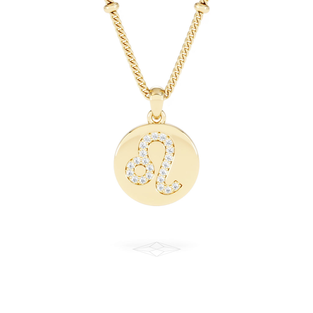 Astrology Leo 0.07ct Lab Grown Diamond Medallion Pendant Necklace in 18K Gold Vermeil