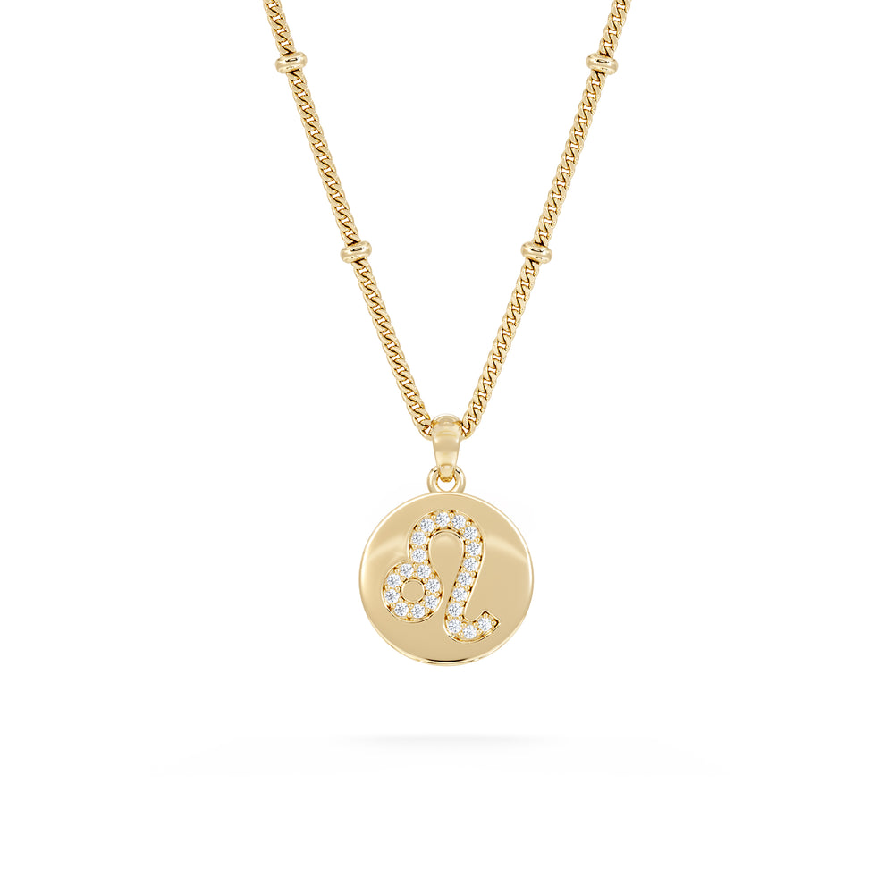 Astrology Leo 0.07ct Lab Grown Diamond Medallion Pendant Necklace in 18K Gold Vermeil
