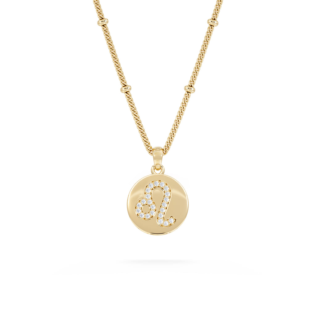 Astrology Leo 0.07ct Lab Grown Diamond Medallion Pendant Necklace in 18K Gold Vermeil