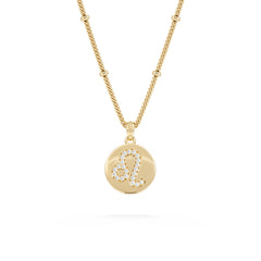 Astrology Leo 0.07ct Lab Grown Diamond Medallion Pendant Necklace in 18K Gold Vermeil