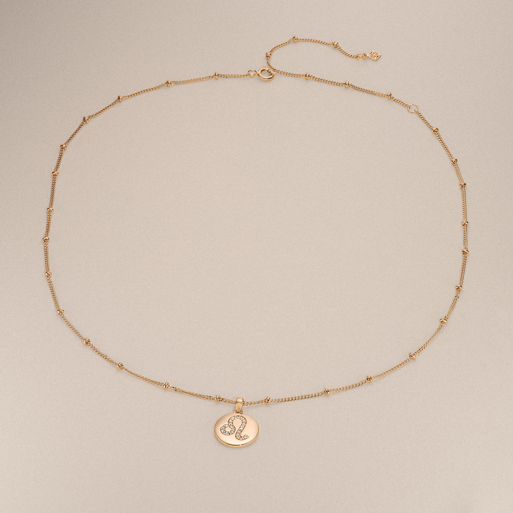 Astrology Leo 0.07ct Lab Grown Diamond Medallion Pendant Necklace in 18K Gold Vermeil