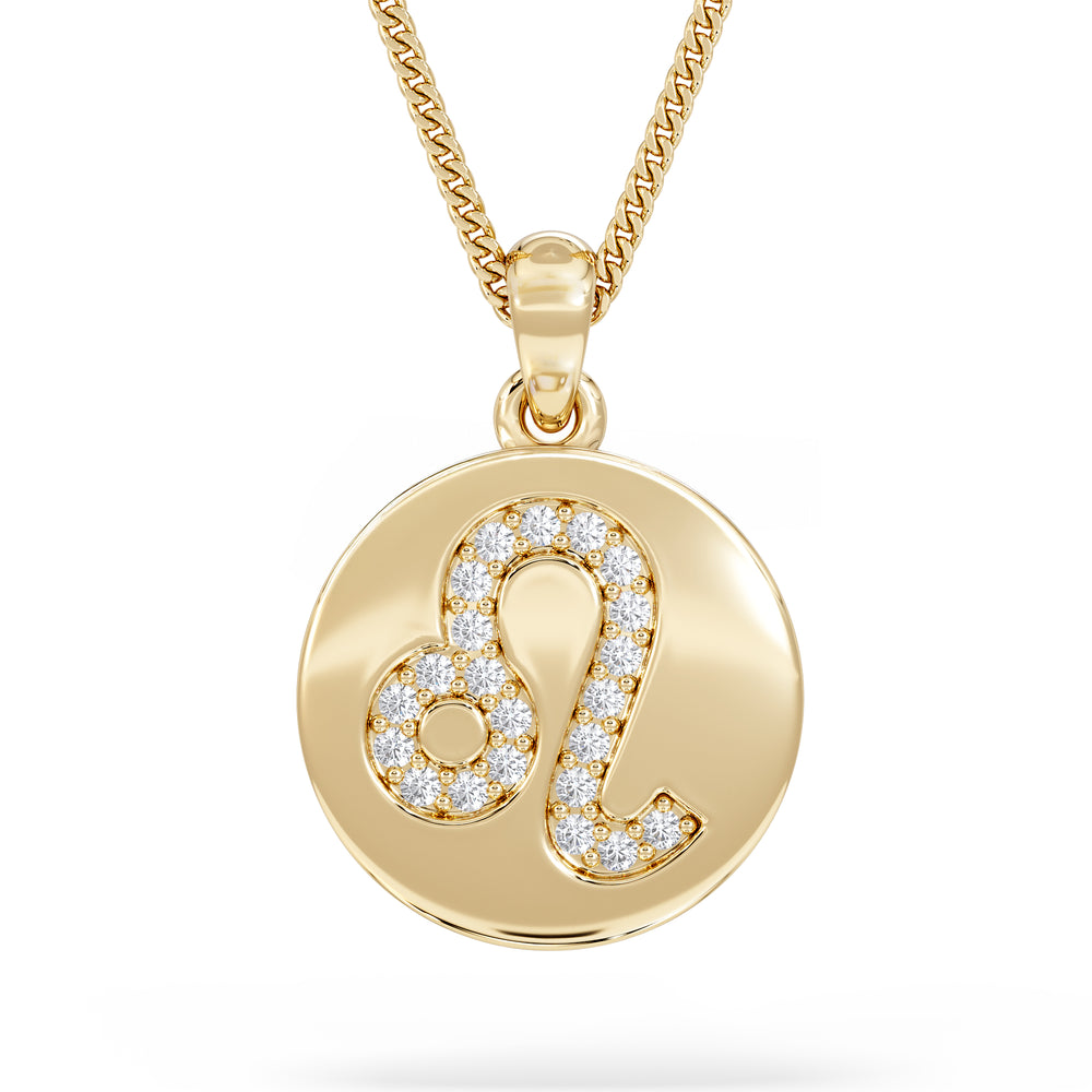 Astrology Leo 0.07ct Lab Grown Diamond Medallion Pendant Necklace in 18K Gold Vermeil