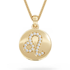 Astrology Leo 0.07ct Lab Grown Diamond Medallion Pendant Necklace in 18K Gold Vermeil