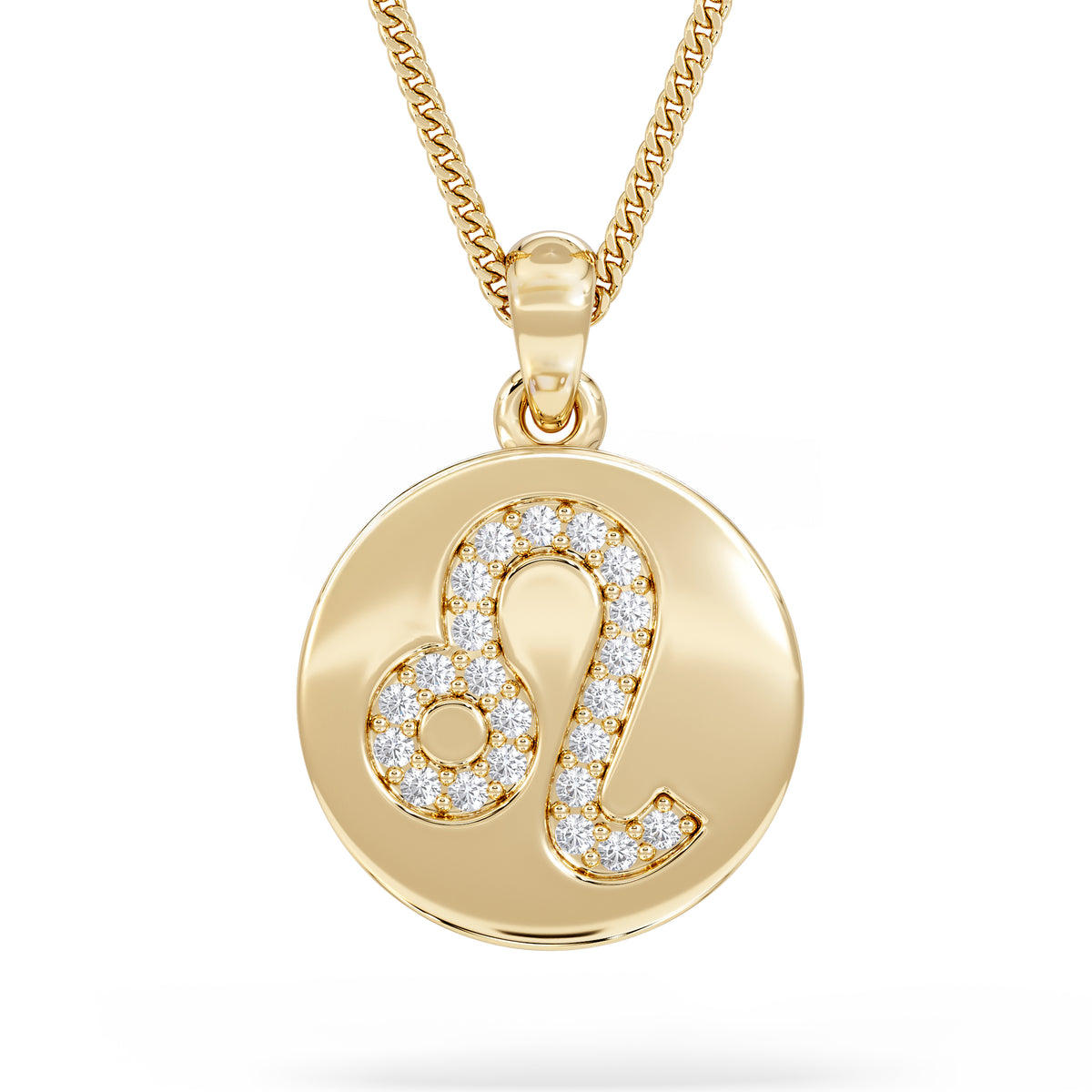 Astrology Leo 0.07ct Lab Grown Diamond Medallion Pendant Necklace in 18K Gold Vermeil