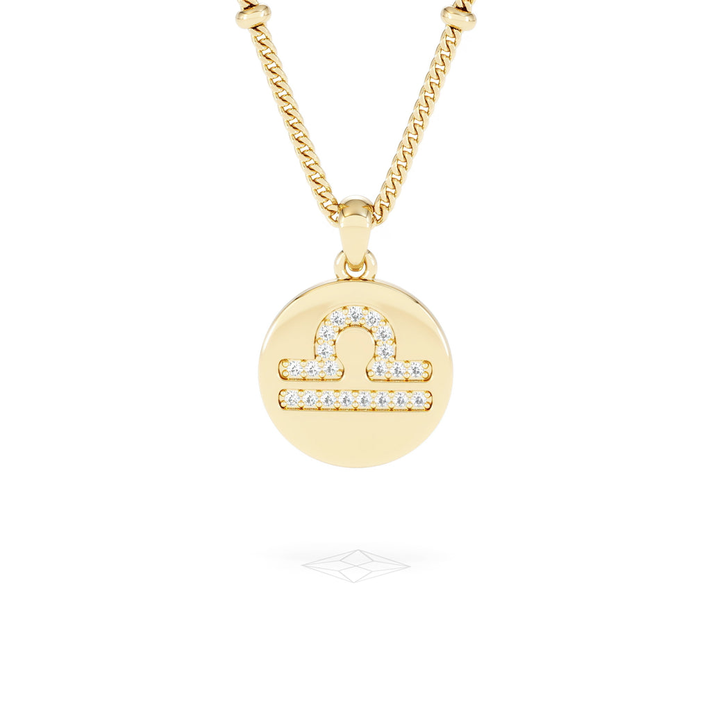 Astrology Libra 0.07ct Lab Grown Diamond Medallion Pendant Necklace in 18K Gold Vermeil