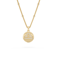 Astrology Libra 0.07ct Lab Grown Diamond Medallion Pendant Necklace in 18K Gold Vermeil