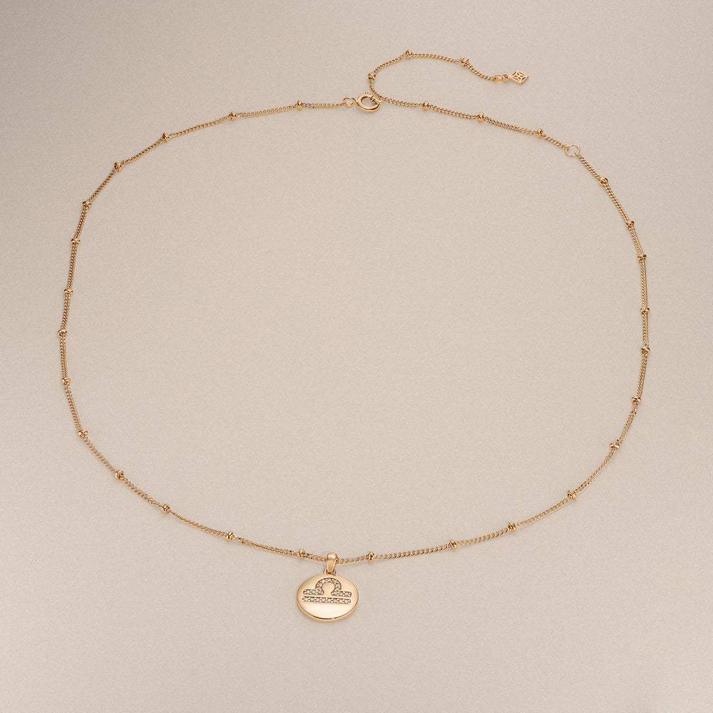 Astrology Libra 0.07ct Lab Grown Diamond Medallion Pendant Necklace in 18K Gold Vermeil