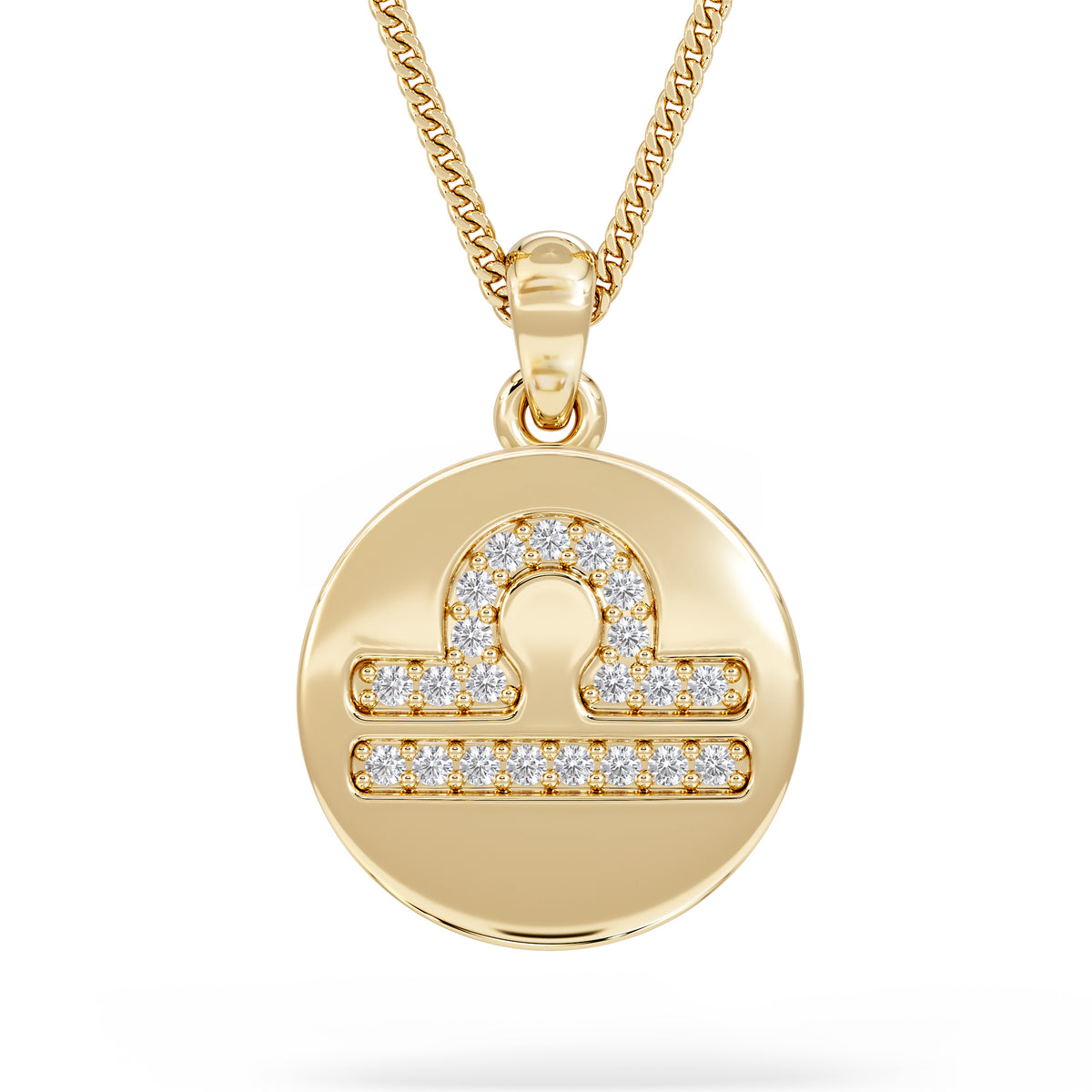 Astrology Libra 0.07ct Lab Grown Diamond Medallion Pendant Necklace in 18K Gold Vermeil