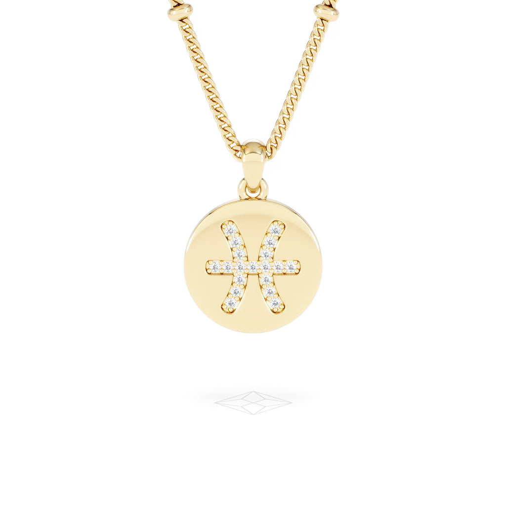 Astrology Pisces 0.07ct Lab Grown Diamond Medallion Pendant Necklace in 18K Gold Vermeil