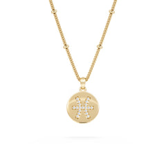 Astrology Pisces 0.07ct Lab Grown Diamond Medallion Pendant Necklace in 18K Gold Vermeil