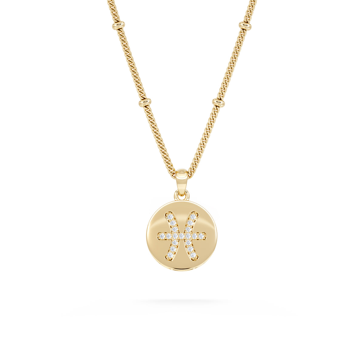 Astrology Pisces 0.07ct Lab Grown Diamond Medallion Pendant Necklace in 18K Gold Vermeil