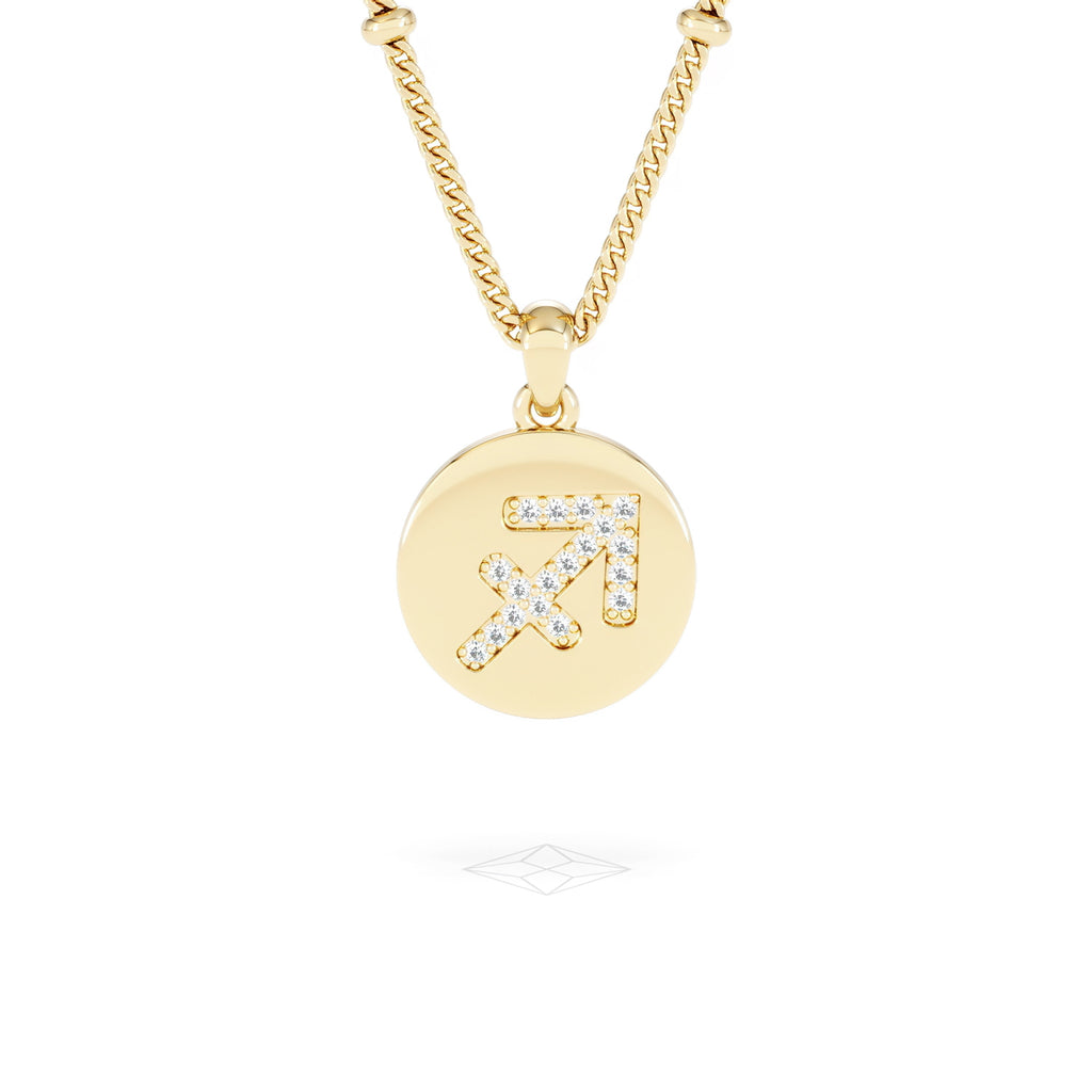 Astrology Sagittarius 0.07ct Lab Grown Diamond Medallion Pendant Necklace in 18K Gold Vermeil