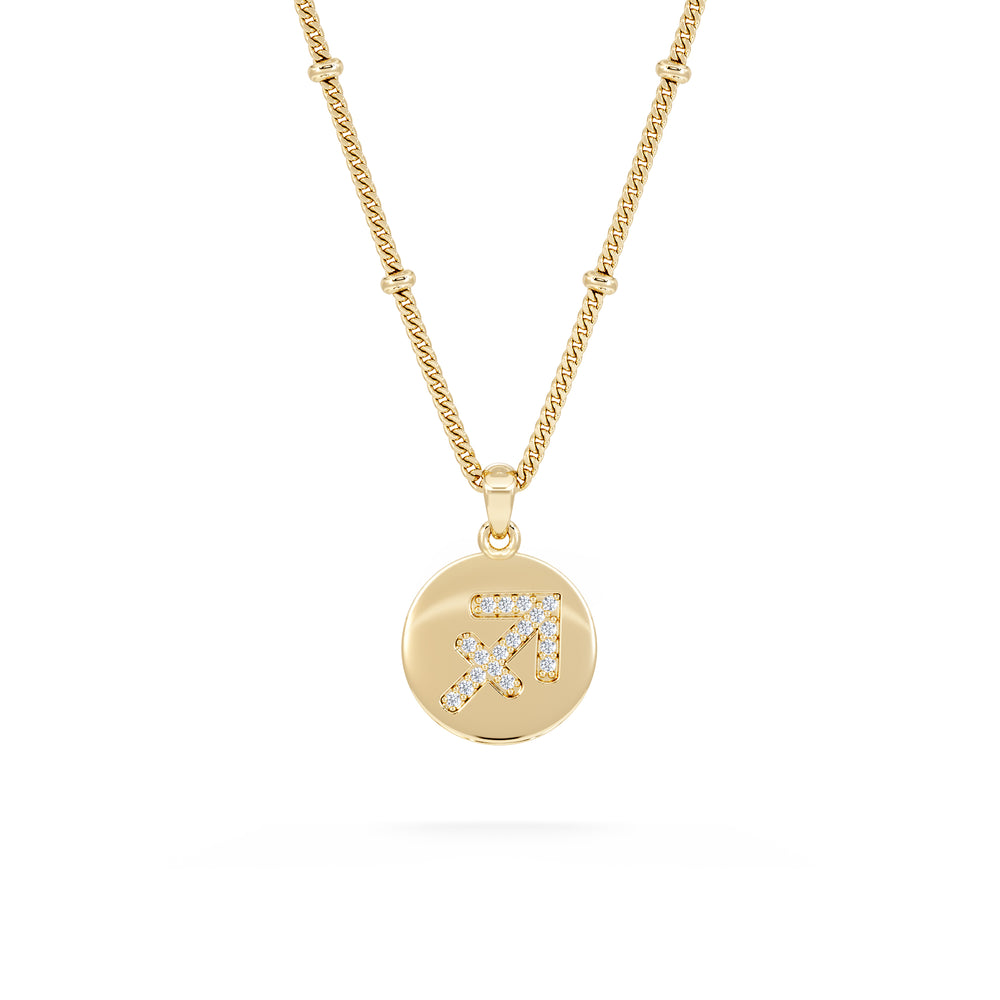 Astrology Sagittarius 0.07ct Lab Grown Diamond Medallion Pendant Necklace in 18K Gold Vermeil