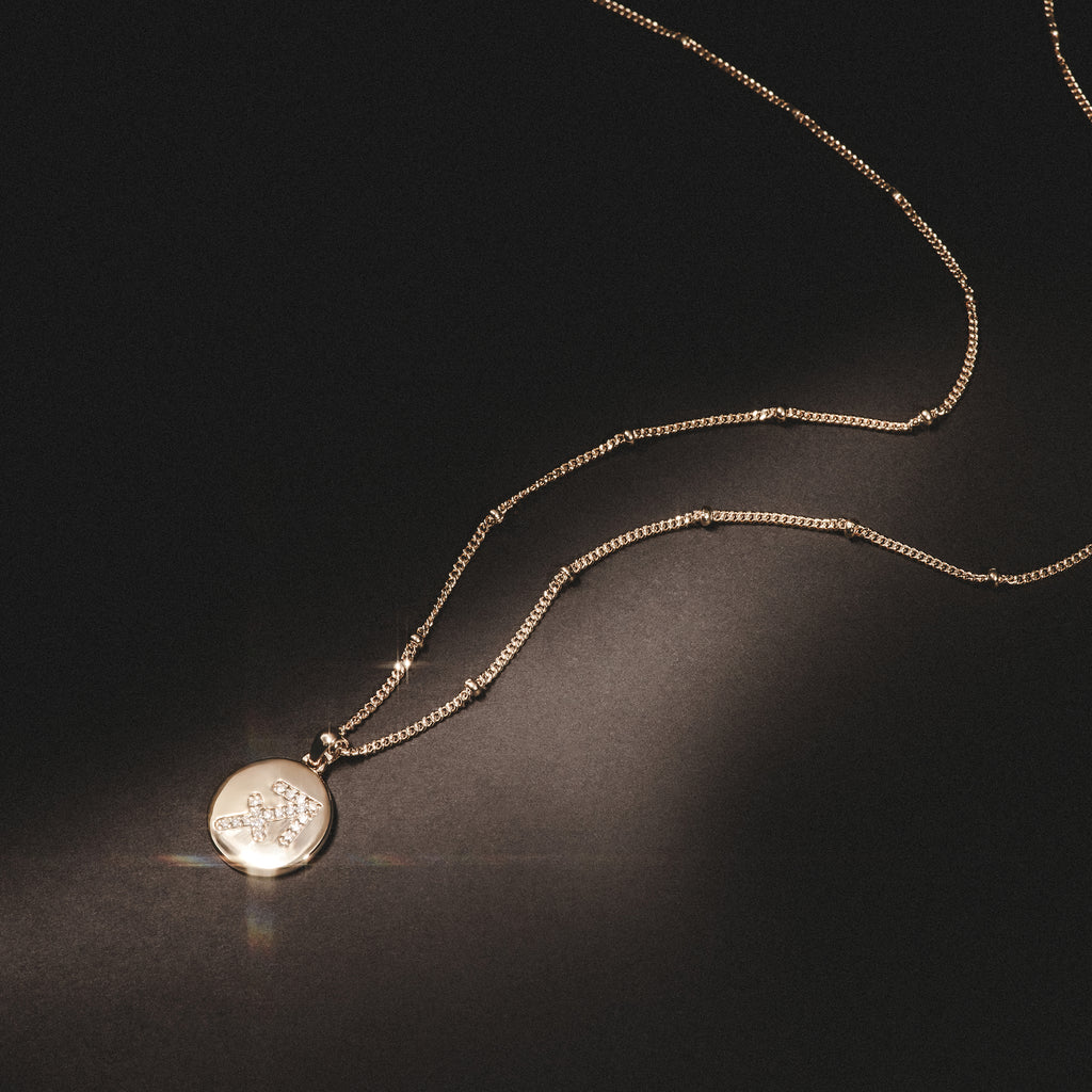 Astrology Sagittarius 0.07ct Lab Grown Diamond Medallion Pendant Necklace in 18K Gold Vermeil