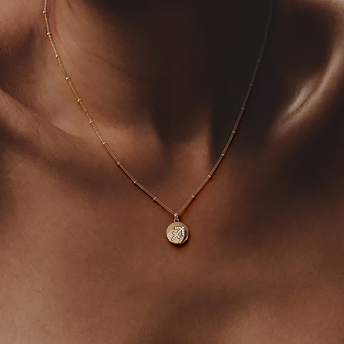 Astrology Sagittarius 0.07ct Lab Grown Diamond Medallion Pendant Necklace in 18K Gold Vermeil