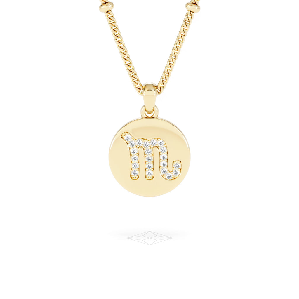 Astrology Scorpio 0.07ct Lab Grown Diamond Medallion Pendant Necklace in 18K Gold Vermeil