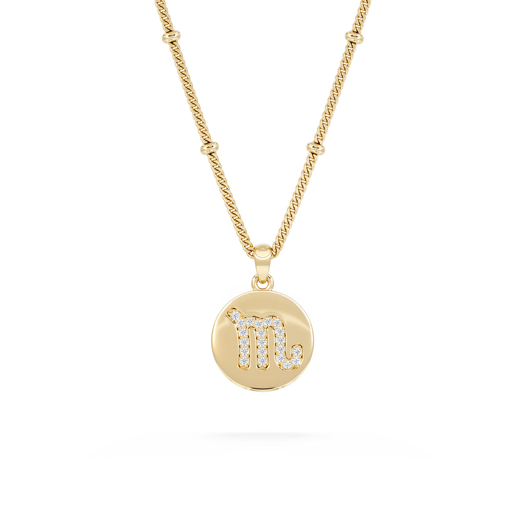 Astrology Scorpio 0.07ct Lab Grown Diamond Medallion Pendant Necklace in 18K Gold Vermeil