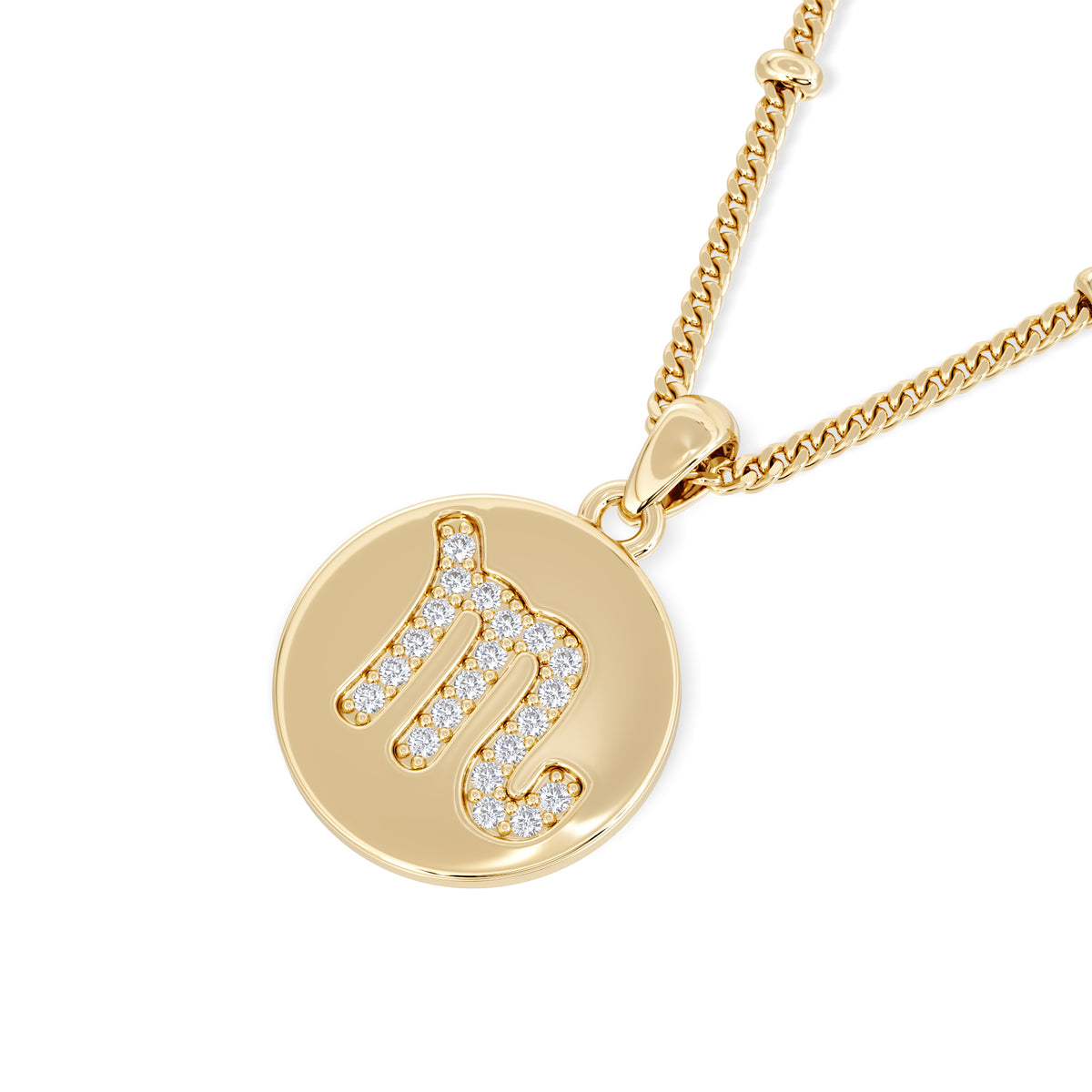 Astrology Scorpio 0.07ct Lab Grown Diamond Medallion Pendant Necklace in 18K Gold Vermeil