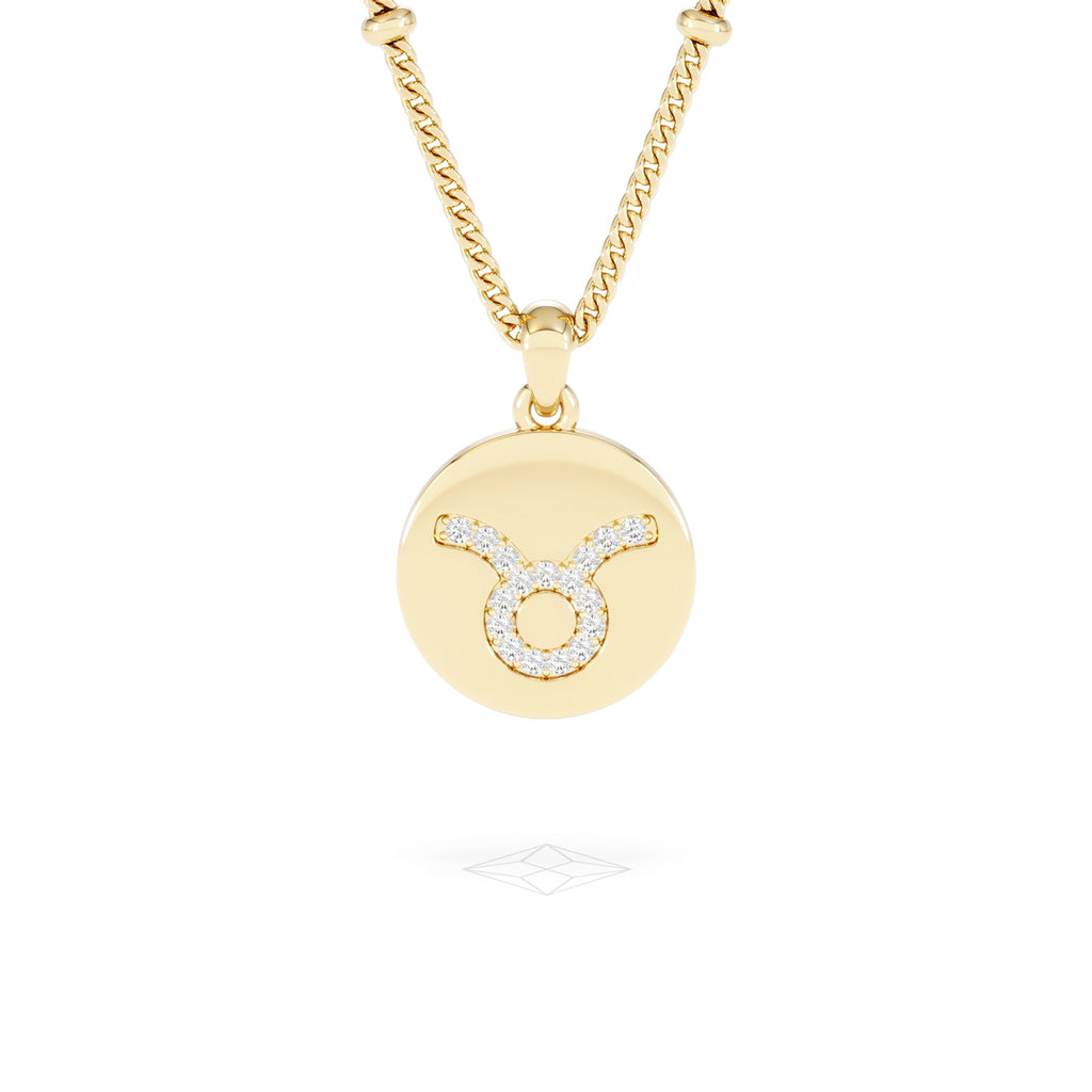 Astrology Taurus 0.07ct Lab Grown Diamond Medallion Pendant Necklace in 18K Gold Vermeil