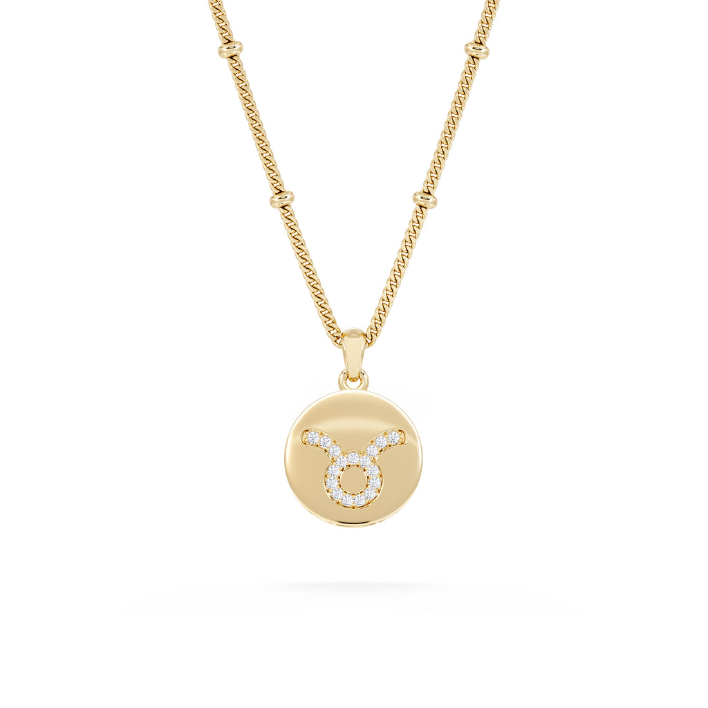 Astrology Taurus 0.07ct Lab Grown Diamond Medallion Pendant Necklace in 18K Gold Vermeil