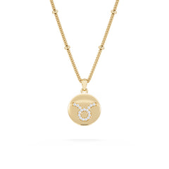 Astrology Taurus 0.07ct Lab Grown Diamond Medallion Pendant Necklace in 18K Gold Vermeil