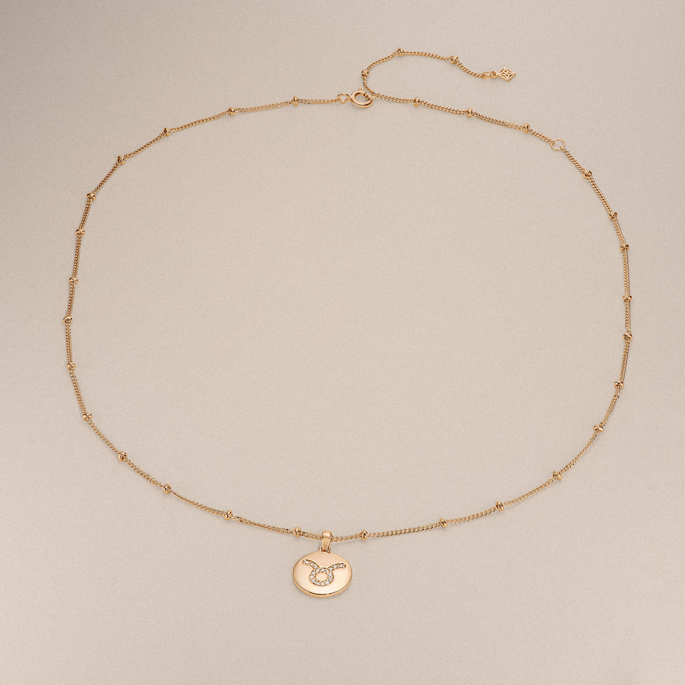 Astrology Taurus 0.07ct Lab Grown Diamond Medallion Pendant Necklace in 18K Gold Vermeil